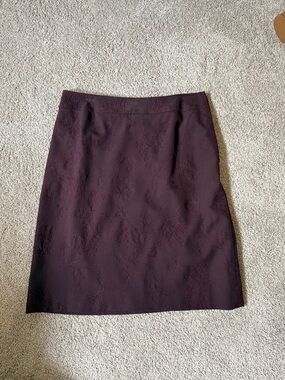 Ann Taylor Plum Embroidered Pencil Skirt